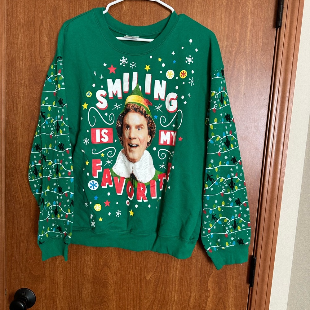 ELF Green Crewneck Sweater with Holiday Charm
